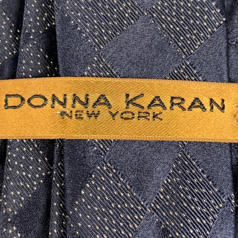 DONNA KARAN Navy White Dots Silk Tie
