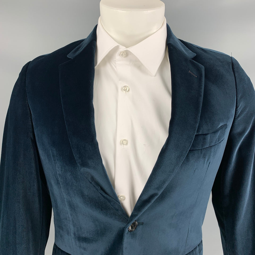 PAUL SMITH Kensington Fit Size 38 Regular Navy Velvet Wool Notch Lapel Sport Coat