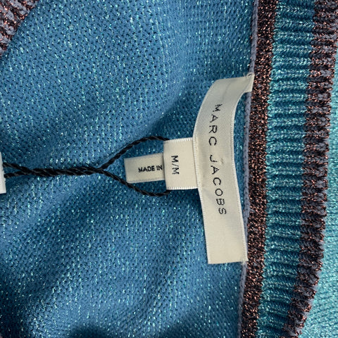 MARC JACOBS Size M Blue Metallic Viscose Blend Crew-Neck Pullover