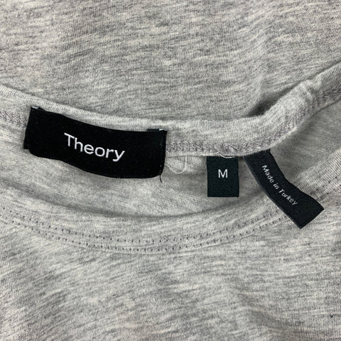 THEORY Size M Grey Heather Cotton Long Sleeve T-shirt
