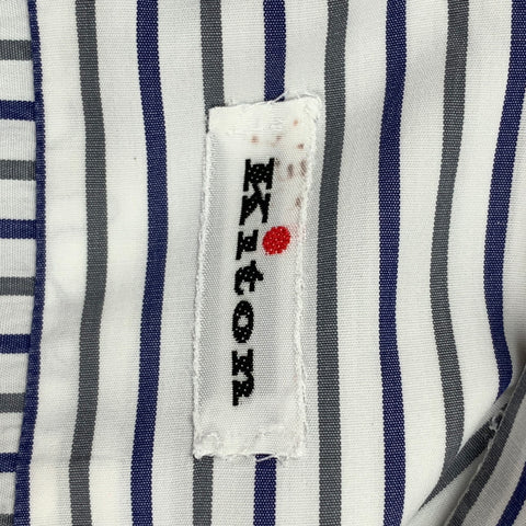 KITON Size M White Grey Blue Stripe Cotton Long Sleeve Shirt