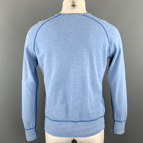 JUNYA WATANABE Size M Blue Contrast Stitch Cotton Crew-Neck Pullover