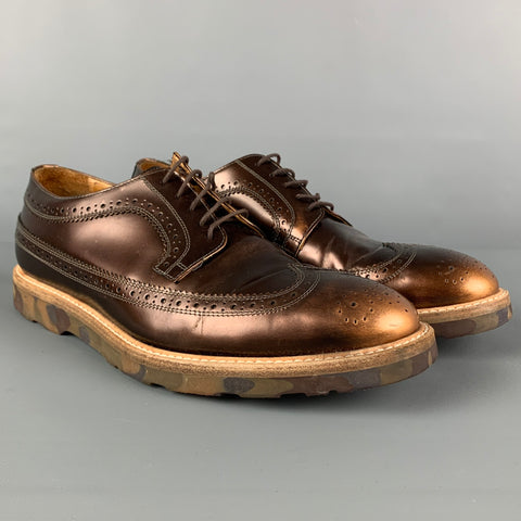 PAUL SMITH Size 9 Copper Metallic Leather Wingtip Lace Up Shoes