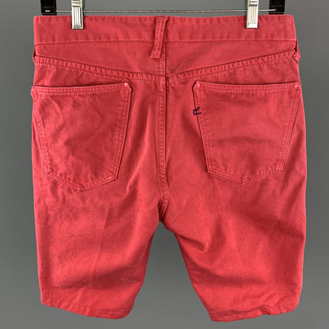 45rpm Red Solid Cotton Zip Fly Size 30 Shorts
