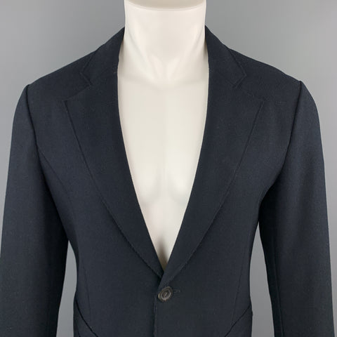 EMPORIO ARMANI Size 36 Navy Wool Bland Felt Notch Lapel Sport Coat