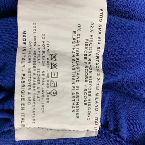 ETRO Size 4 Cobalt Viscose Ruched T-Shirt
