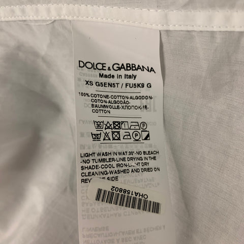 DOLCE &amp; GABBANA Taille M Chemise de smoking en coton uni blanc à manches longues
