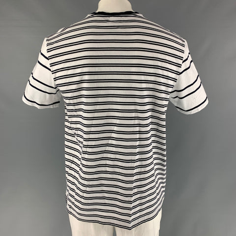 BOSS by HUGO BOSS Size XXL White Navy Stripe Cotton Crew-Neck T-shirt