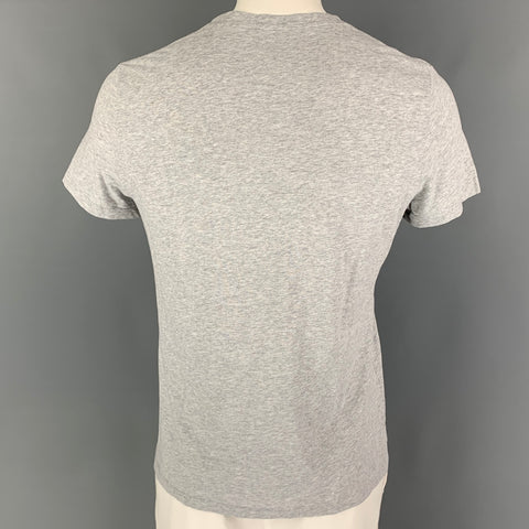 BALMAIN Size XL Grey Orange Logo Cotton T-shirt