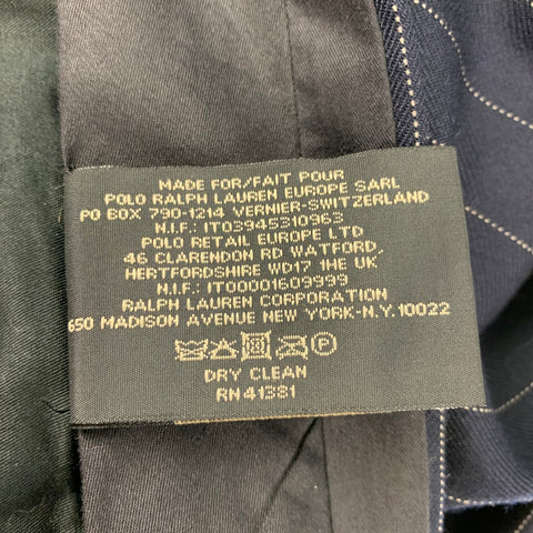 RRL by RALPH LAUREN Size 36 Navy Pinstripe Wool Button Fly Dress Pants