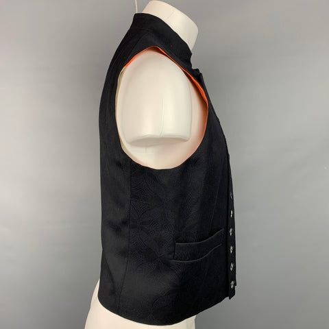 VIVIENNE WESTWOOD MAN Size 40 Black Print Wool / Viscose Blend Open Front Vest
