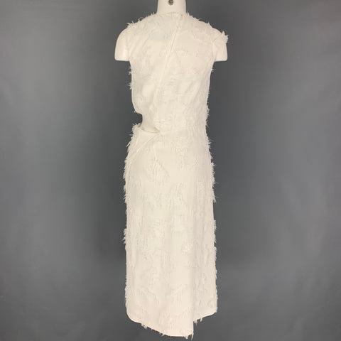 JIL SANDER Vestido recortado de viscosa con textura blanca talla 2