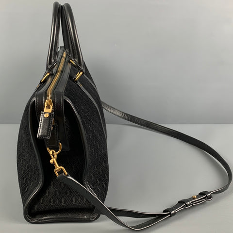 SAINT LAURENT Sac à main fourre-tout en cuir suédé monogramme noir