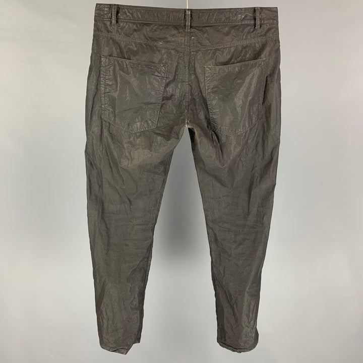 RICK OWENS DRKSHDW Taille 36 Pantalon décontracté en coton enduit de charbon de bois avec braguette boutonnée