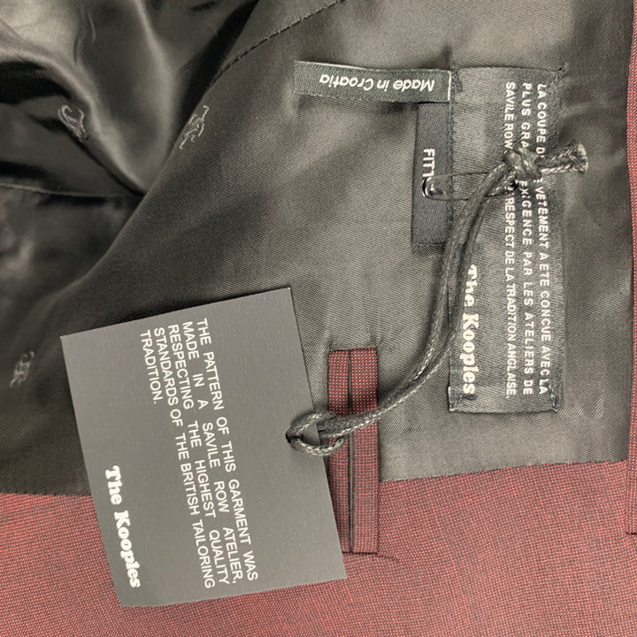 THE KOOPLES Size 34 Burgundy Wool Blend Notch Lapel 3 Piece Suit