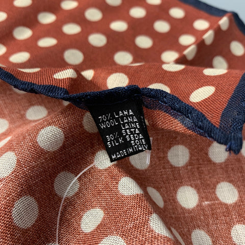 SEAWARD AND STEARN Copper & Cream Polka Dot Wool / Silk Pocket Square