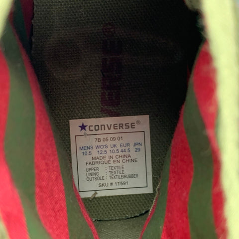 CONVERSE Size 10.5 Olive Textured Wool High Top Sneakers