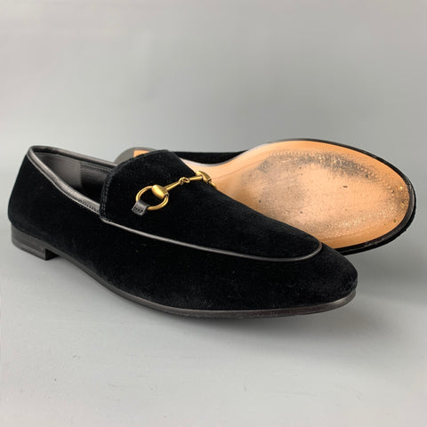 GUCCI New Jordaan Mocassins à mors en velours noir taille 10