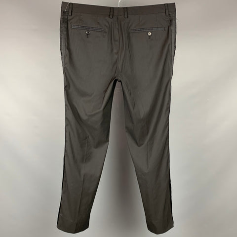 DOLCE & GABBANA Size 38 Black Wool Blend Tuxedo Dress Pants