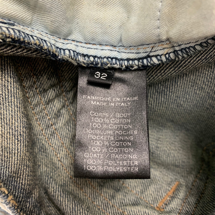 BALMAIN Size 32 Blue Cotton Motorcycle Jeans