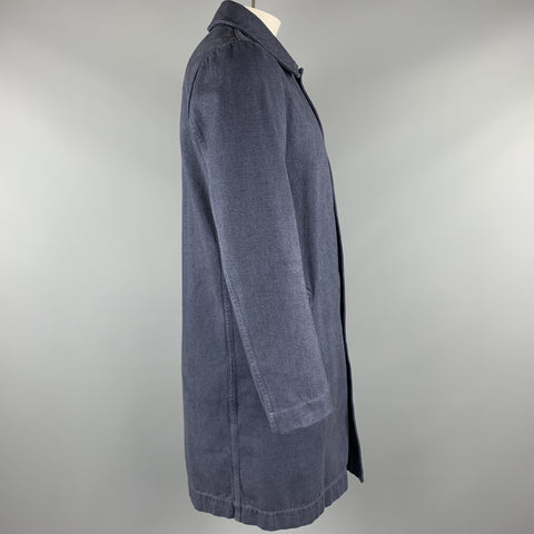 S.K.U. Size L Navy Solid Cotton Buttoned Coat