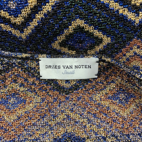 DRIES VAN NOTEN Size S Multi-Color Jacquard Geometric Polyester Blend Blouse