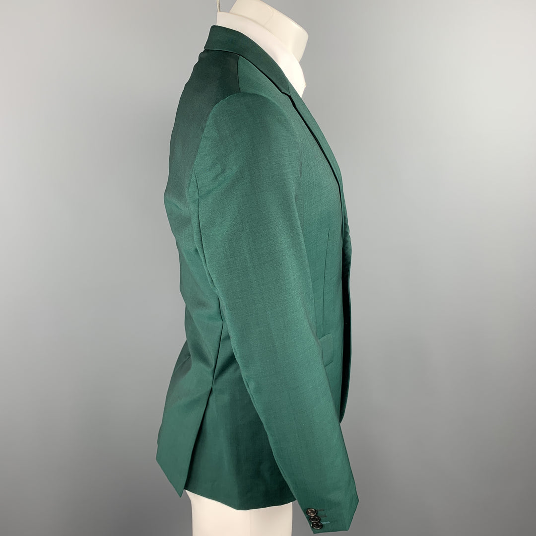 PAUL SMITH Taille 38 Manteau de sport en laine / mohair vert régulier à revers cranté