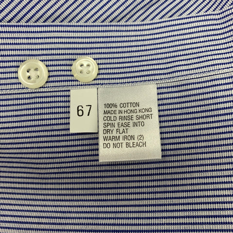 VALENTINO Camisa Manga Larga Puño Francés Algodón Rayas Blancas Azul Marino Talla M