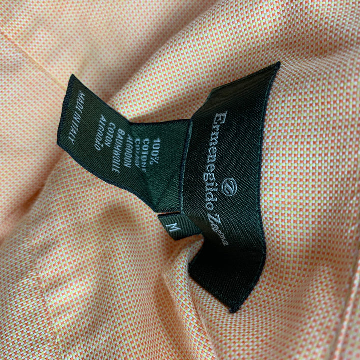 ERMENEGILDO ZEGNA Size M Orange Cotton Button Up Long Sleeve Shirt