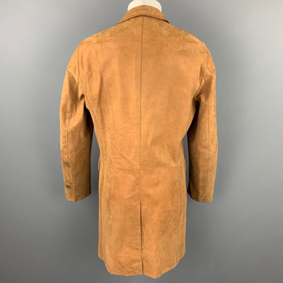 NEIL BARRETT Size M Brown Leather Notch Lapel Buttoned Coat