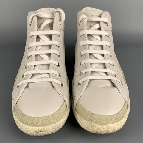 MAISON MARGIELA Size 9 White Leather High Top Sneakers