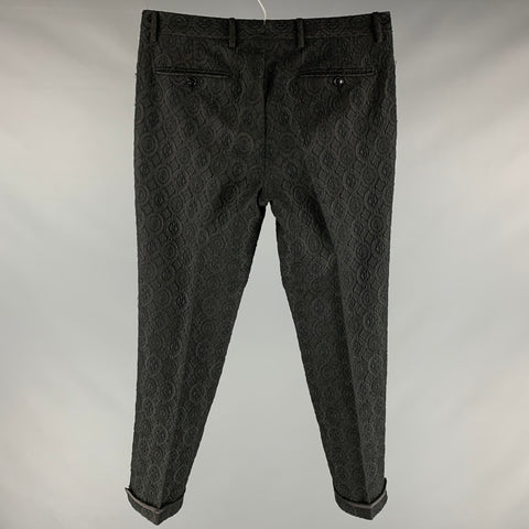 ETRO Size 33 Black Jacquard Polyester Blend Zip Fly Dress Pants