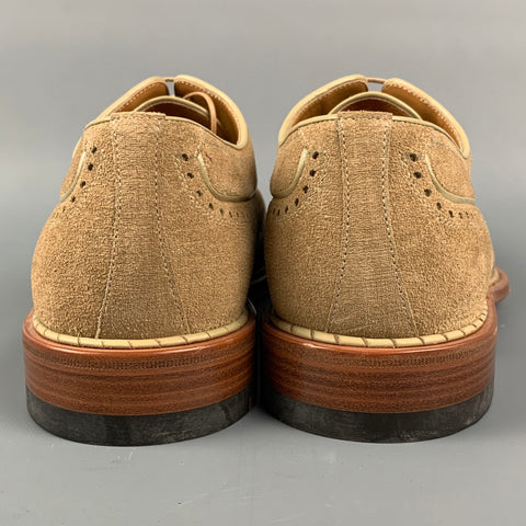 A.TESTONI Size 10.5 Tan Leather Wingtip Lace Up Shoes