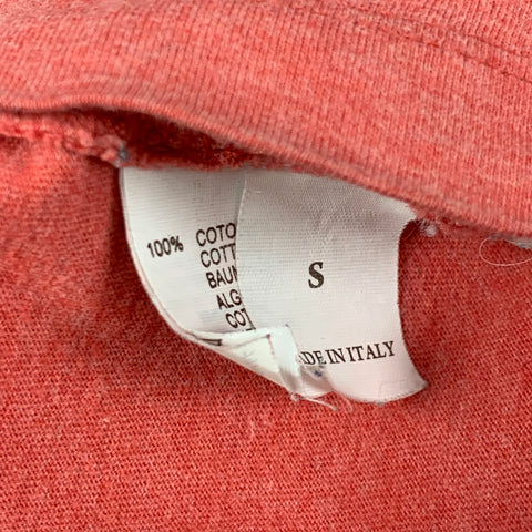 BRUNELLO CUCINELLI Talla S Camiseta de algodón con cuello de pico rojo gris