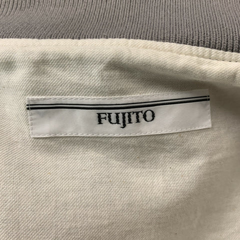 FUJITO Chest Size XL Grey Solid Cotton Bomber Jacket
