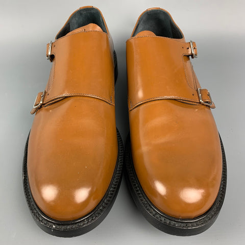 CALVIN KLEIN 205W39NYC Size 10.5 Brown Leather Double Monk Strap Loafers