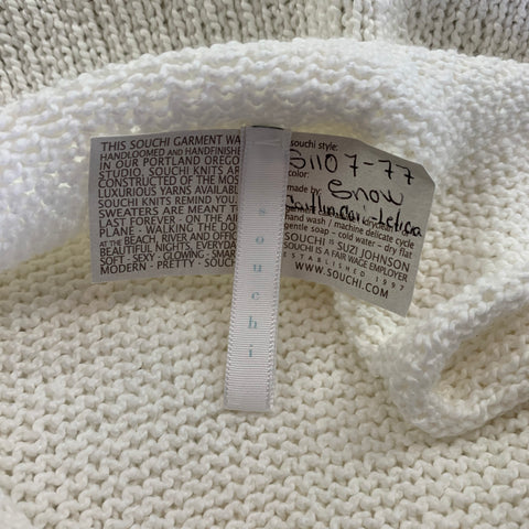 SOUCHI Size S White Hand Loomed Cotton Casual Tank Top