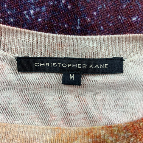 CHRISTOPHER KANE Size M Brick Multi-Color Splattered Silk Cashmere Pullover