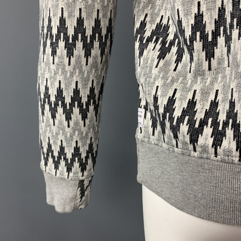 PAUL SMITH JEANS Size S Zig Zag Grey Cotton Crew-Neck Pullover Sweater