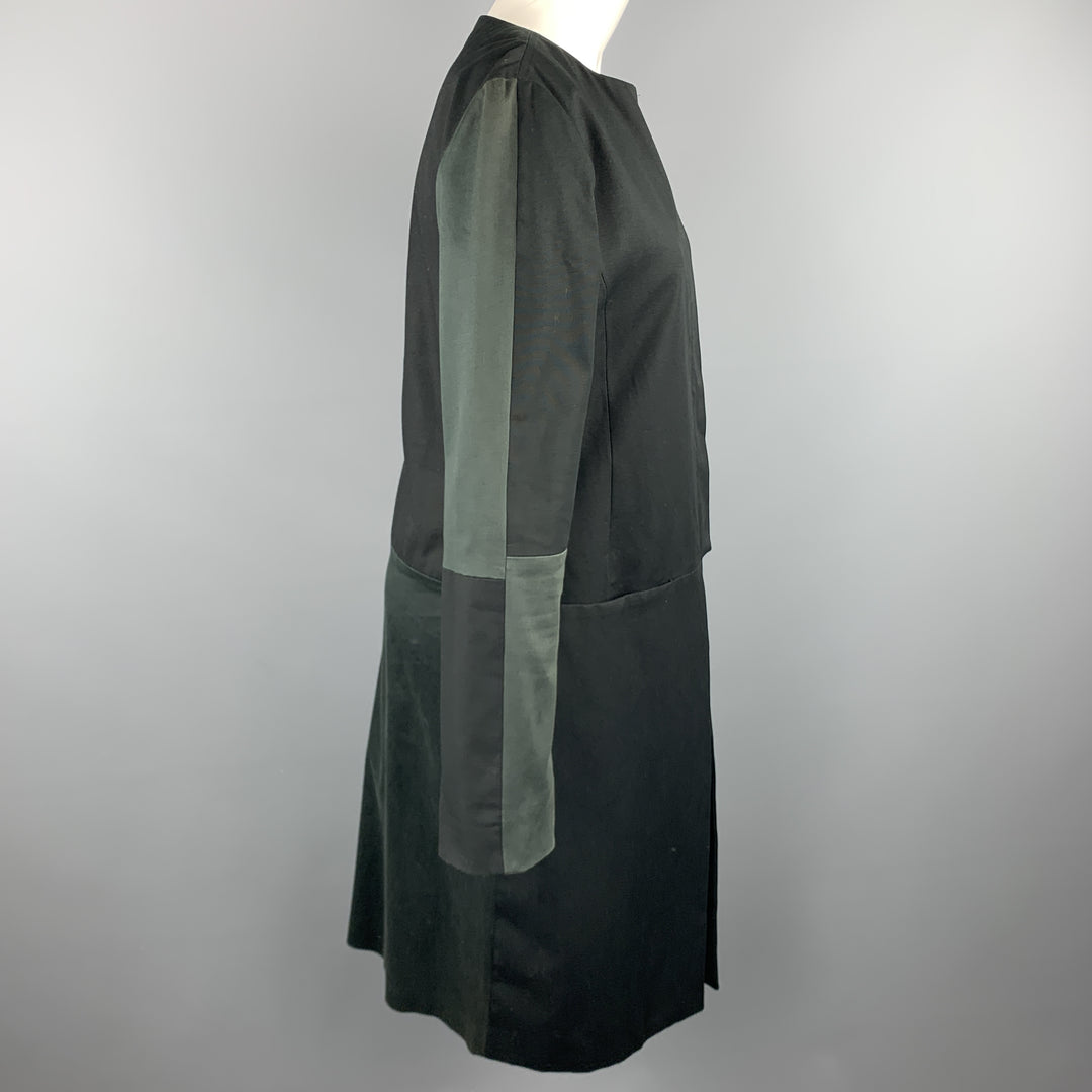 VERSUS by GIANNI VERSACE Size 10 Black & Green Cotton Color Block Coat