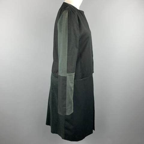 VERSUS by GIANNI VERSACE Size 10 Black & Green Cotton Color Block Coat