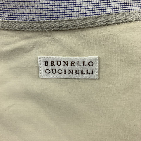 BRUNELLO CUCINELLI Size M Navy Window Pane Cotton Button Down Long Sleeve Shirt
