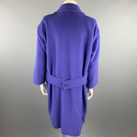 EMANUEL UNGARO Size 12 Purple Wool / Nylon Double Breasted Coat