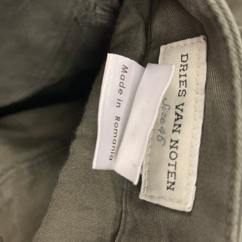 DRIES VAN NOTEN Size 30 Olive Cotton Overlay Casual Pants
