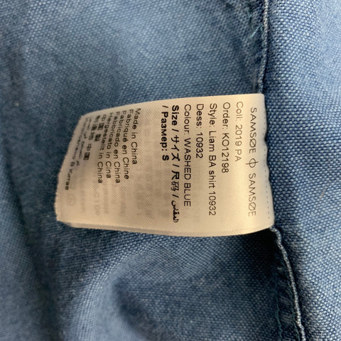 SAMSOE & SAMSOE Size S Indigo Wash Cotton Button Down Long Sleeve Shirt