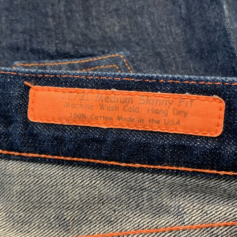 JEAN SHOP Size 34 Indigo Cotton Zip Fly Skinny Jeans
