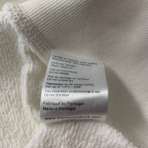 MAISON KITSUNE Size L White Navy Cotton Crew-Neck Sweatshirt
