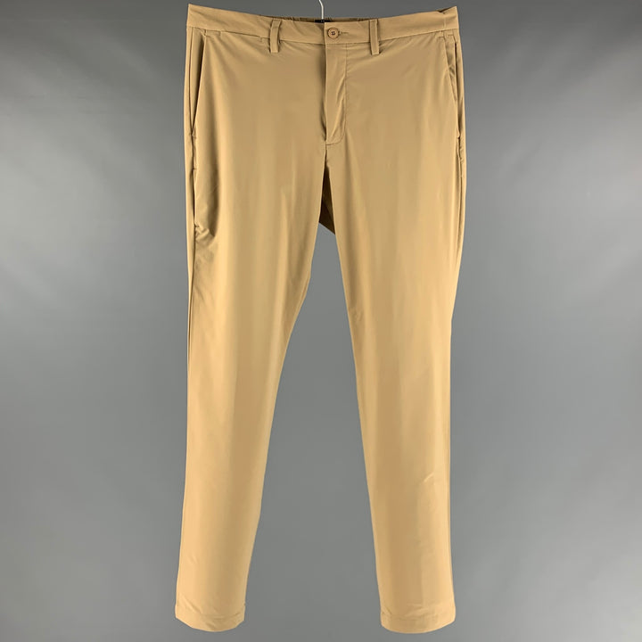 POLO by RALPH LAUREN Talla 33 Pantalones casuales de frente plano de poliéster beige