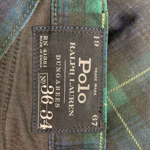 POLO by RALPH LAUREN Size 36 Green Navy Blackwatch Plaid Cotton Casual Pants