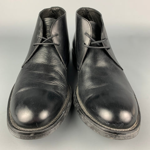 BARNEY'S CO-OP Size 10.5 Black Leather Lace Up Chukka Boots